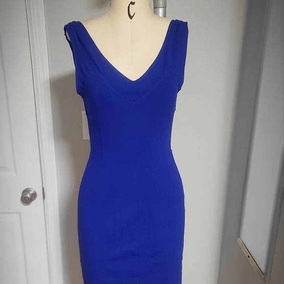 DVF ( Diane Von Furstenberg) Royal Blue Dress with Black Slip and Crystal Embellishment